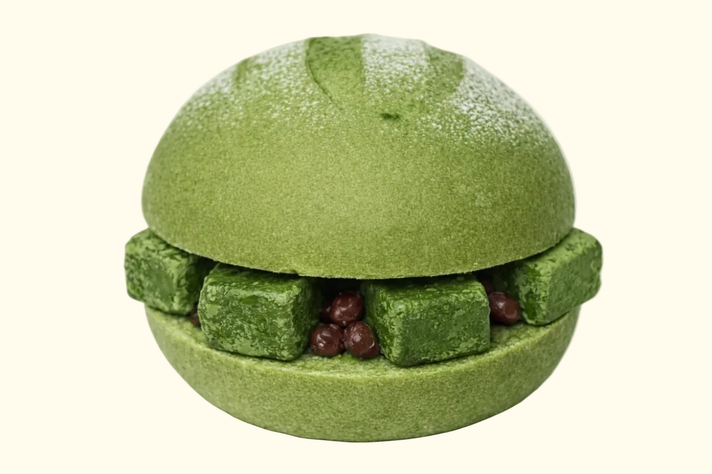 抹茶生巧蜜红豆米面包